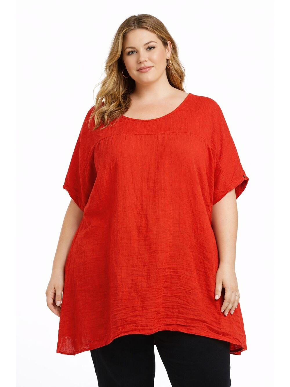 Bella Umbra Orange Linen Blouse Coastal Beach Lagenlook Womens Plus Size 2x